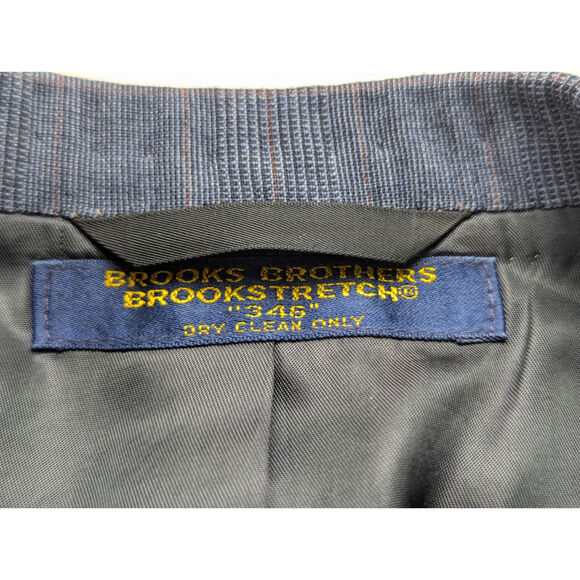 Vtg Brooks Brothers 346 Suit Navy Blue Glen Plaid Wool Business Mens Size 40R - Picture 3 of 16